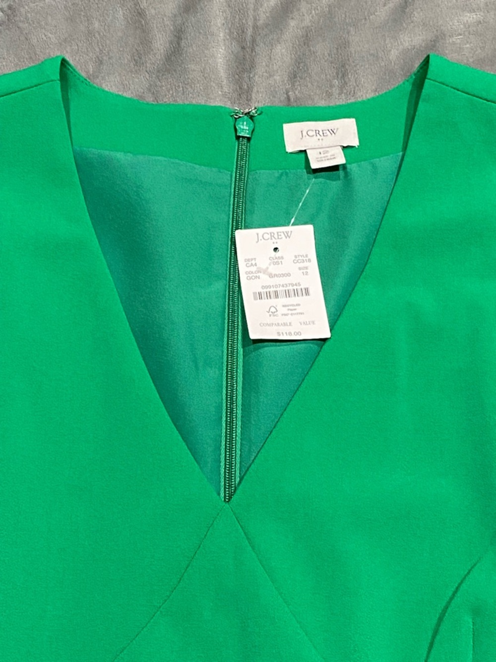 J. Crew Factory Kelly Green Sleeveless V-Neck A-Line Mini Dress - Picture 3 of 13